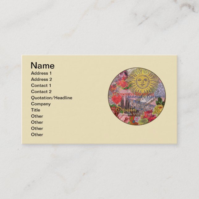 Spain Sunshine Spanish Travel Art Business Card (Front)