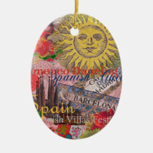 Spain Sunshine Spanish Travel Art Ceramic Tree Decoration