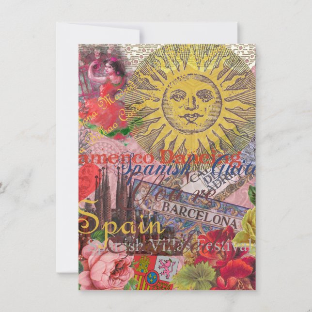 Spain Sunshine Spanish Travel Art Invitation (Front)