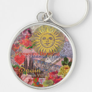 Spain Sunshine Spanish Travel Art Key Ring