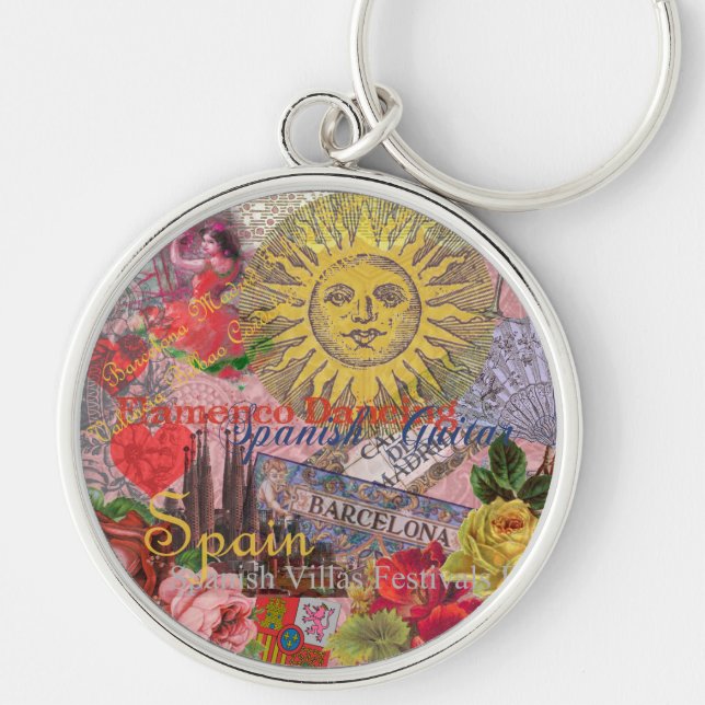 Spain Sunshine Spanish Travel Art Key Ring (Front)