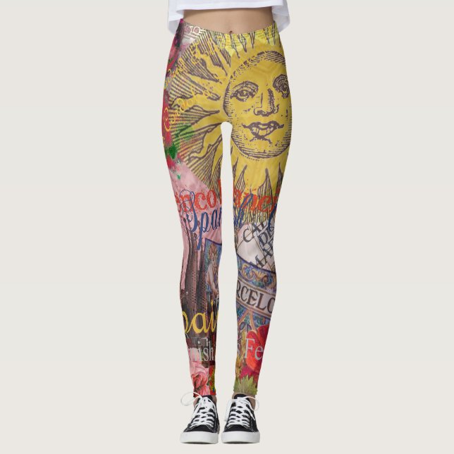 Spain Sunshine Spanish Travel Art Leggings (Front)