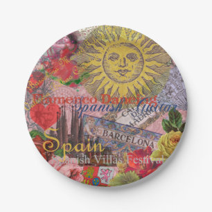 Spain Sunshine Spanish Travel Art Paper Plate