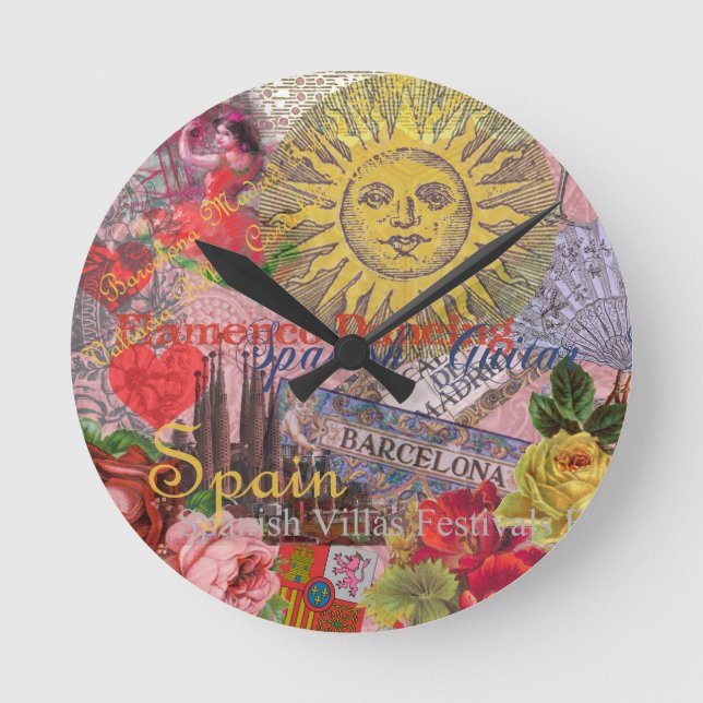 Spain Sunshine Spanish Travel Art Round Clock (Front)