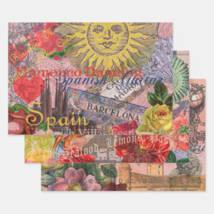 Spain Sunshine Spanish Travel Art Wrapping Paper Sheet