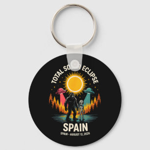 Spain Total Solar Eclipse 2026 Bigfoot Alien Key Ring