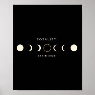 Spain Total Solar Totality Eclipse 2026 Astronomy Poster