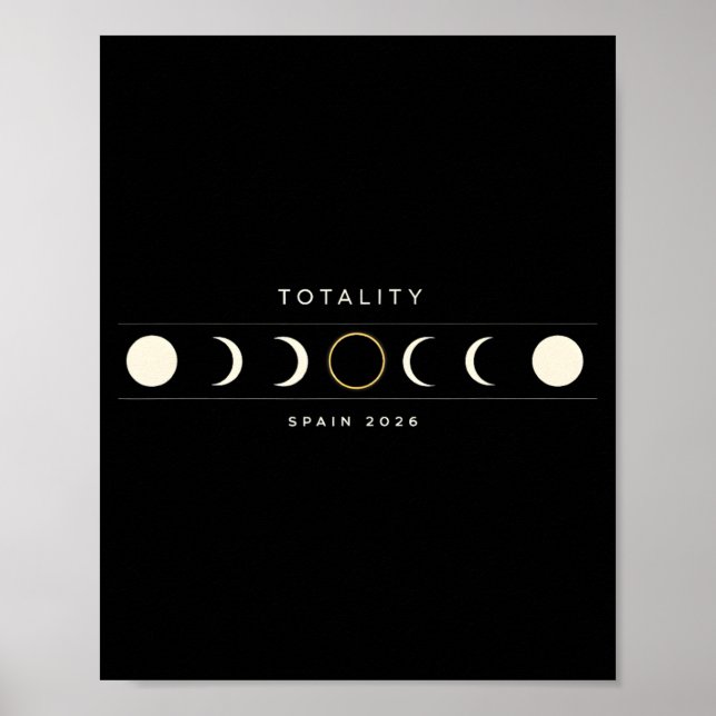 Spain Total Solar Totality Eclipse 2026 Astronomy Poster (Front)