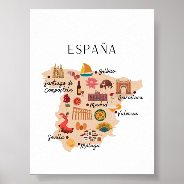 Spain travel map poster (Front)