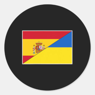 Spain Ukraine Flag Spanish Ukrainian Support Citiz Classic Round Sticker