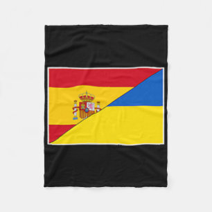 Spain Ukraine Flag Spanish Ukrainian Support Citiz Fleece Blanket