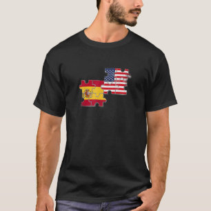 Spain Usa Love Roots Spanish American Flag T-Shirt