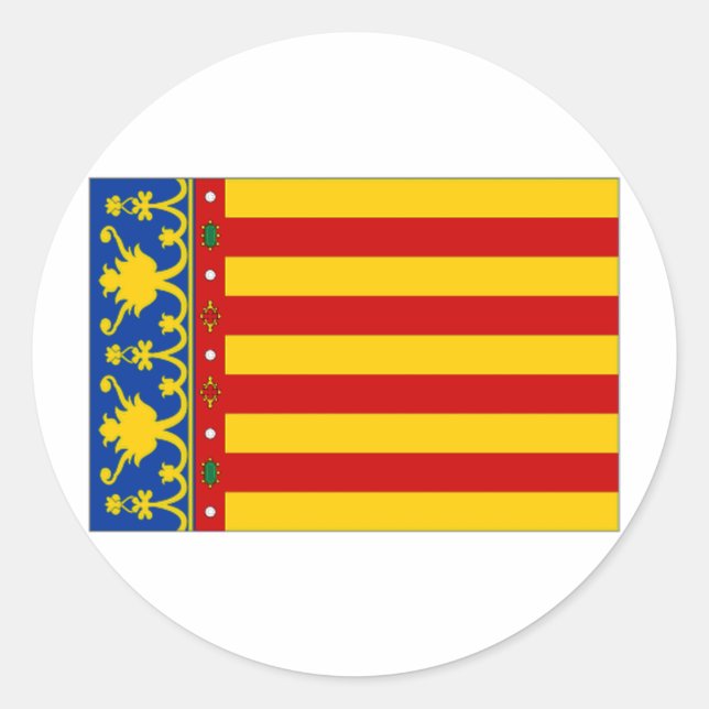 Spain Valencia Flag Classic Round Sticker (Front)