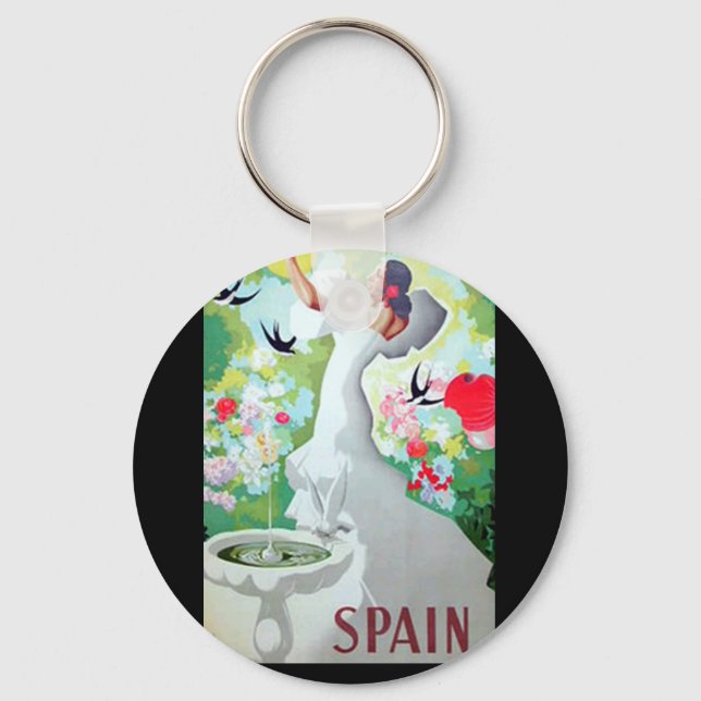 Spain Vintage Image Key Ring (Front)