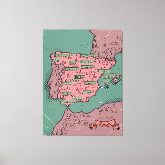 Spain Vintage old map Canvas Print (Front)