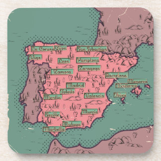 Spain Vintage old map Coaster