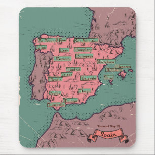 Spain Vintage old map Mouse Mat