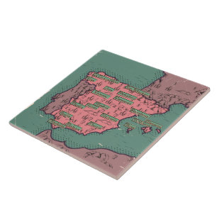 Spain Vintage old map Tile