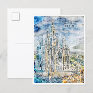 Spain vintage travel watercolor postcard