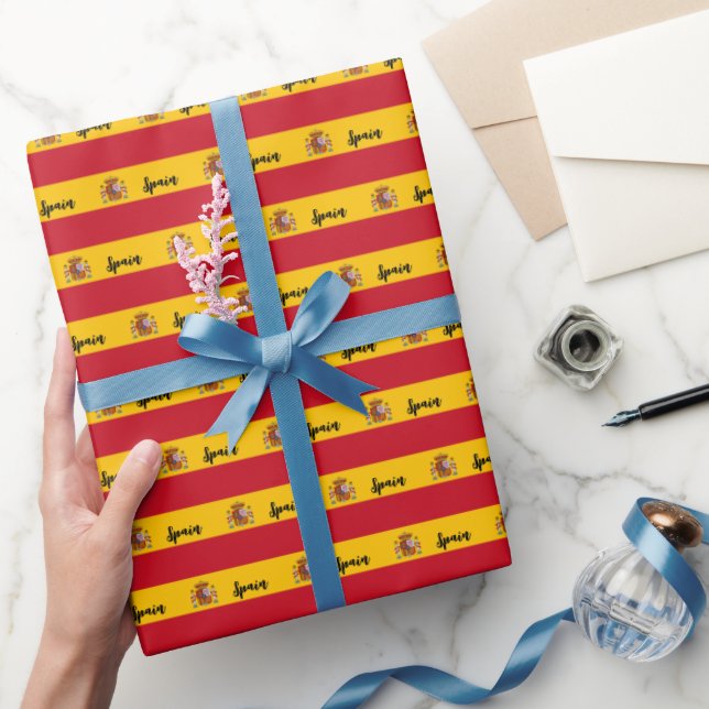 Spain Wrapping Paper, Spanish Flag patriotic Wrapping Paper (Gifting)