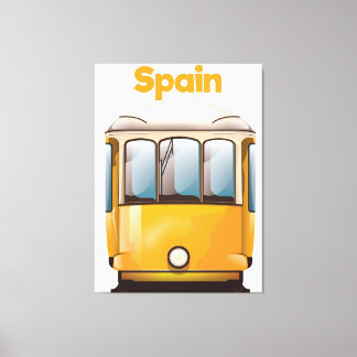 Spain yellow tram travel poster canvas print