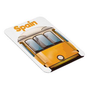 Spain yellow tram travel poster magnet