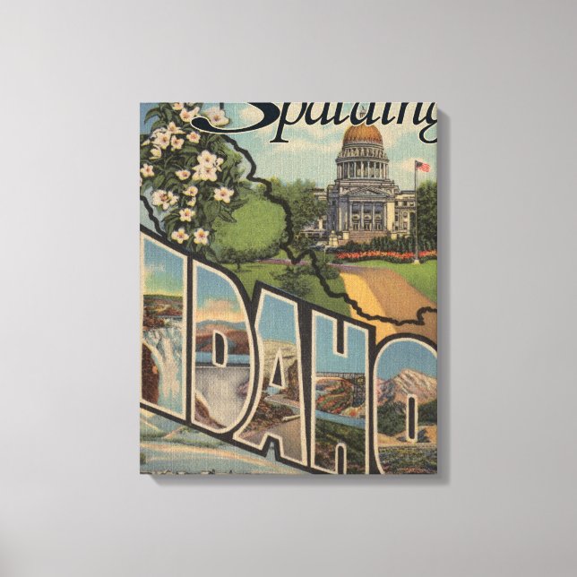 Spalding, Idaho - Large Letter Scenes Canvas Print (Front)