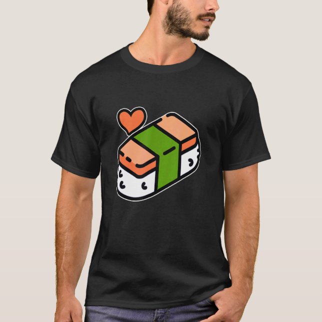 Spam Musubi Food Instruction Diagram Japanese Hawa T-Shirt (Front)