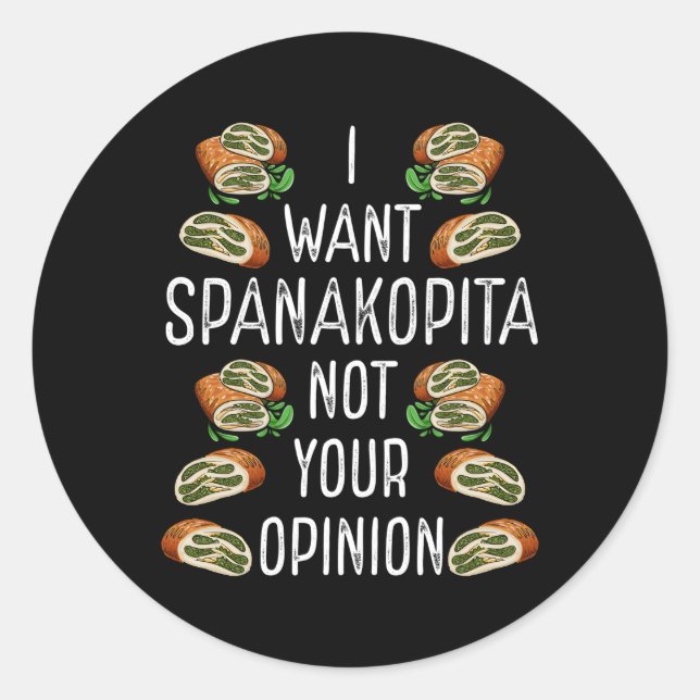 Spanakopita Fresh Greek Roots Fresh Greek Spanakop Classic Round Sticker (Front)