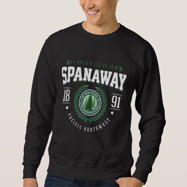 Spanaway Washington Pine Tree WA Souvenir Retro Sweatshirt (Front)