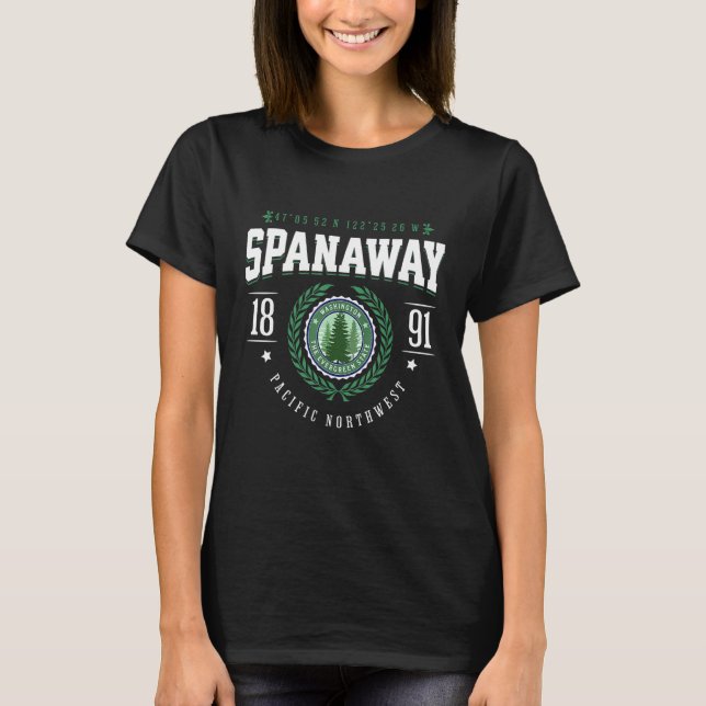 Spanaway Washington Pine Tree WA Souvenir Retro T-Shirt (Front)
