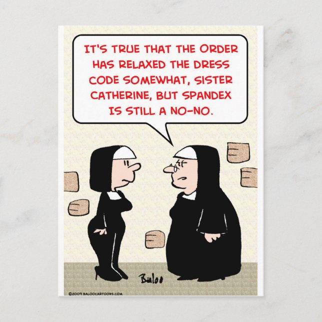 spandex nuns no-no dress code postcard (Front)