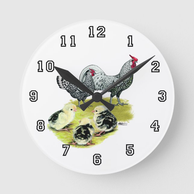 Spangled Hamburg Family Round Clock (Front)