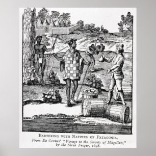 Spaniard Bartering with Natives of Patagonia Poster