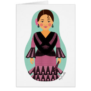 Spaniard Pink Dress Matryoshka Card