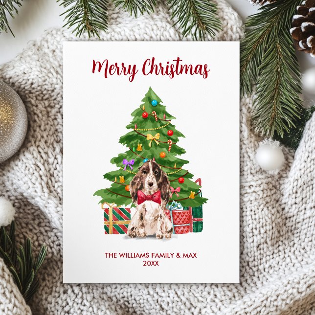 Spaniel Dog Family Christmas Holiday Card (Creator Uploaded)