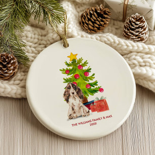 Spaniel Dog Personalised Christmas Ceramic Tree Decoration