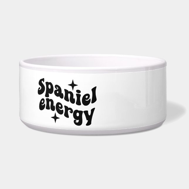 Spaniel Energy Ceramic Dog Bowl (Left)