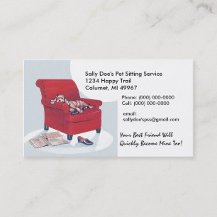 Spaniel in Red Chair ~ Retro Style Business Card