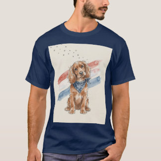 Spaniel in Star Bandanna Watercolor Tee