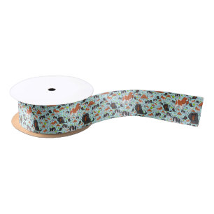 Spaniels in Blue Satin Ribbon