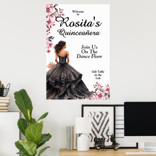 Spanish 15th Birthday Elegant Quinceanera Poster