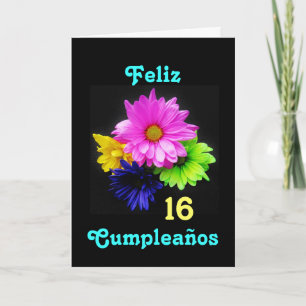 Spanish: 16 years! Margaritas Neon — B-day Card
