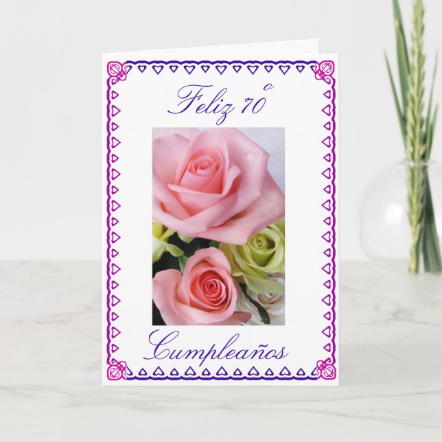 Spanish: 70 anos / birthday roses card (Front)