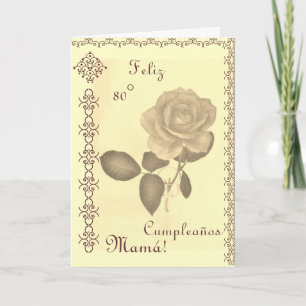 Spanish: 80 Cumples- Mamá / Mum's 80th birthday Card