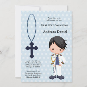 Spanish Admiral First Communion boy Invitation