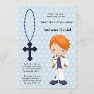 Spanish Admiral First Communion boy Invitation