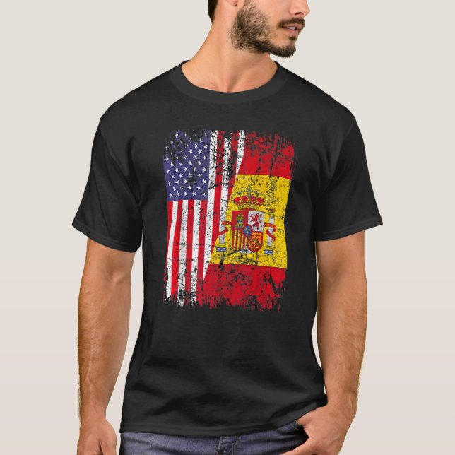 Spanish American Flag Spain Usa Bandera Espana   T-Shirt (Front)