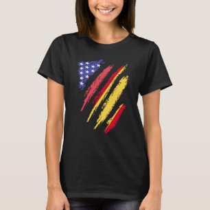 Spanish American Patriot Grown Heart Flag Stripes T-Shirt