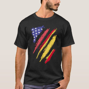 Spanish American Patriot Grown Heart Flag Stripes T-Shirt